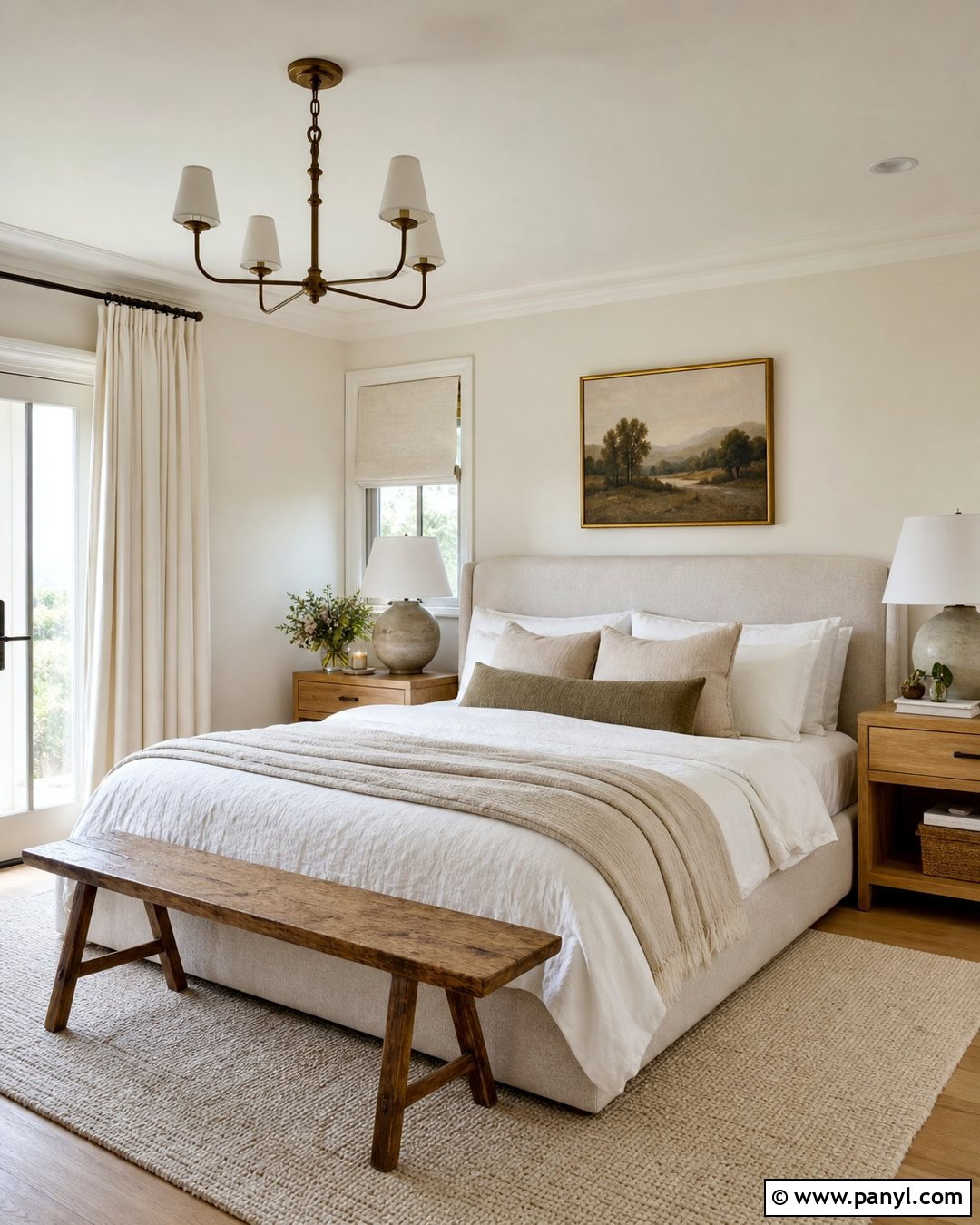 Cream Walls With Linen Bedroom Decor - 25 Creamy Walls