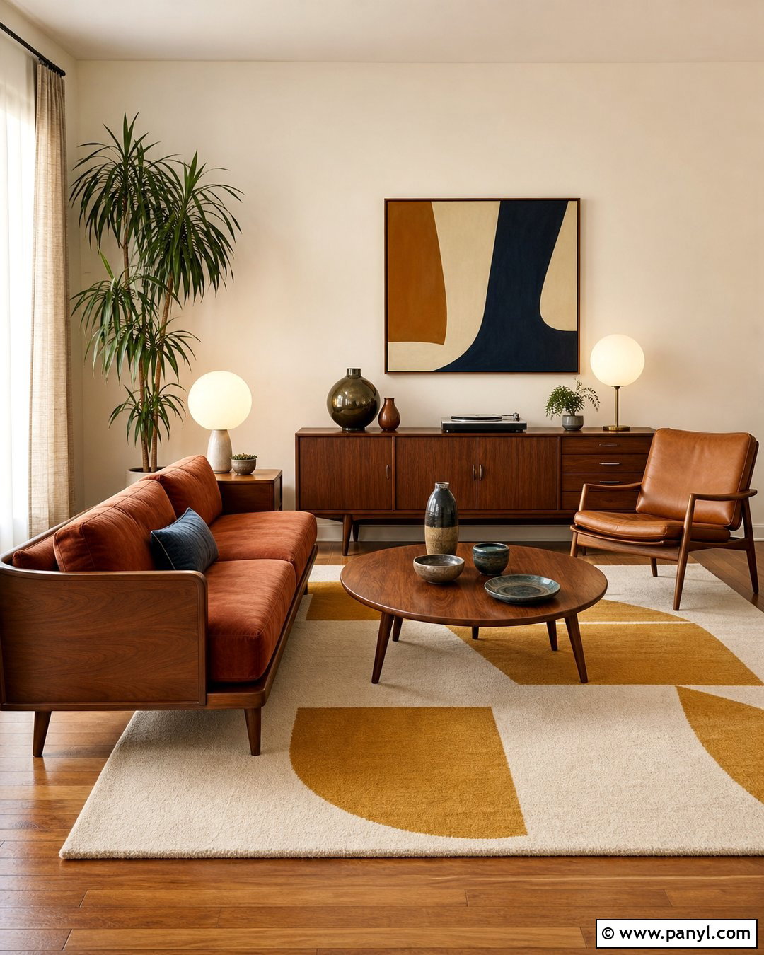 Cream Walls With Midcentury Modern Decor - 35 Creme Walls