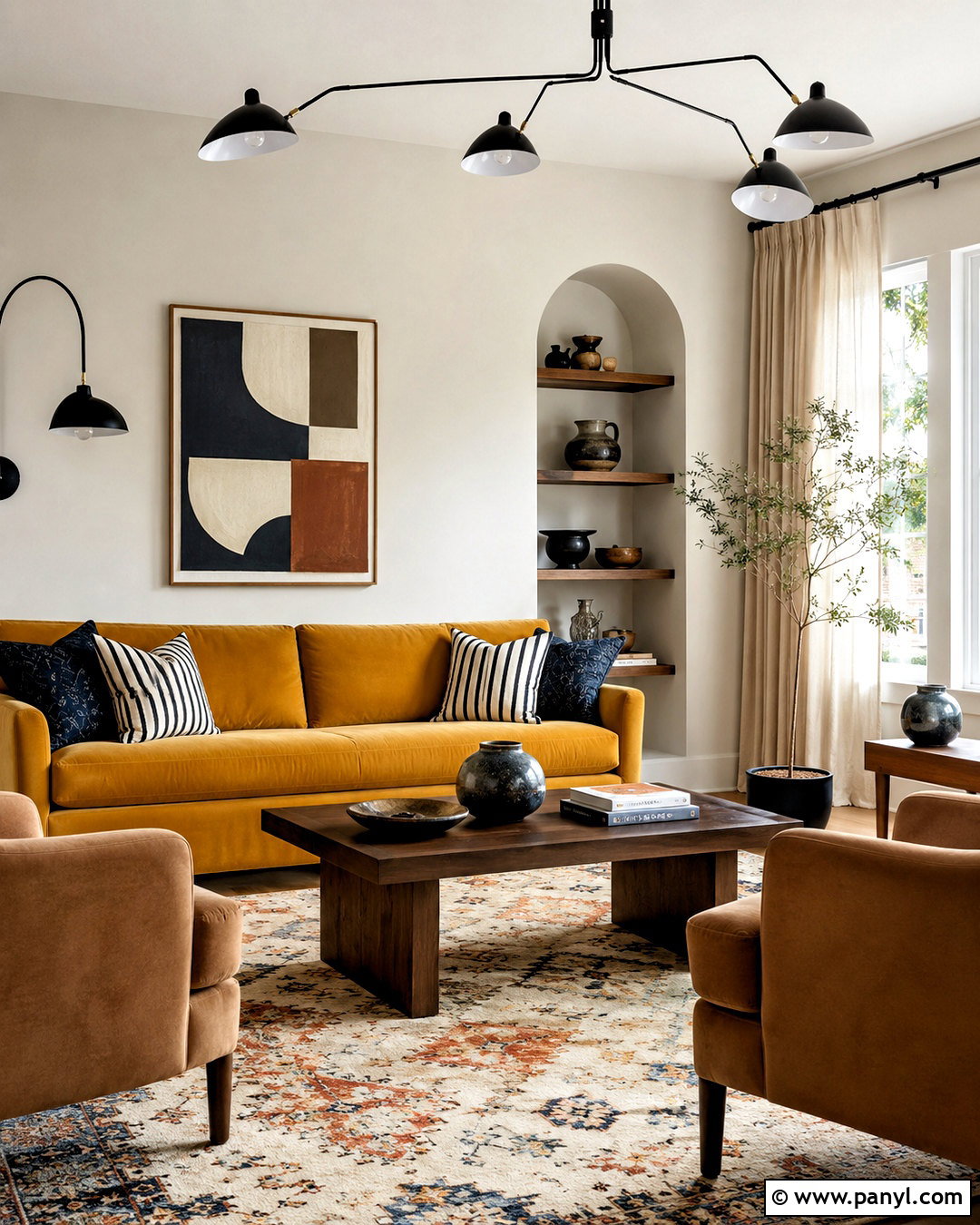 Cream Walls With Mustard Yellow Sofa - 20 cream walls living room ideas
