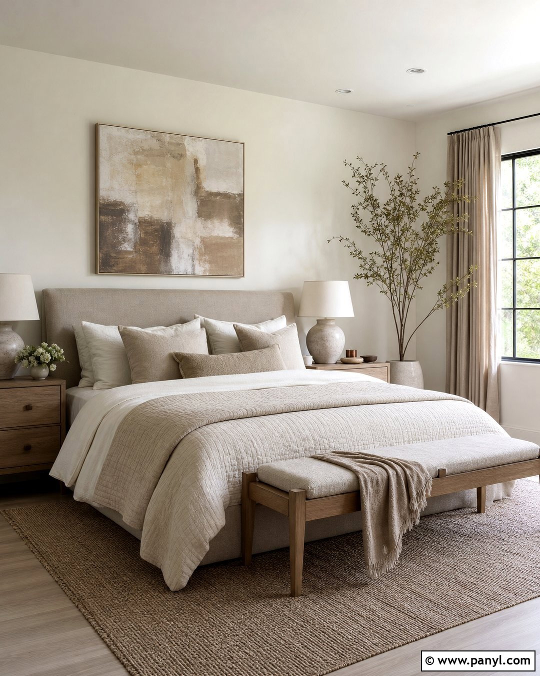 Cream Walls With Natural Linen Decor - 35 Creme Walls