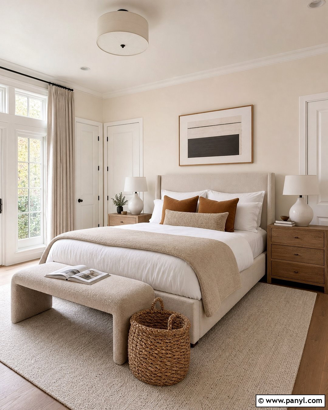 Cream Walls With Neutral Bedroom Decor - 20 Cream Wall White Trim Ideas