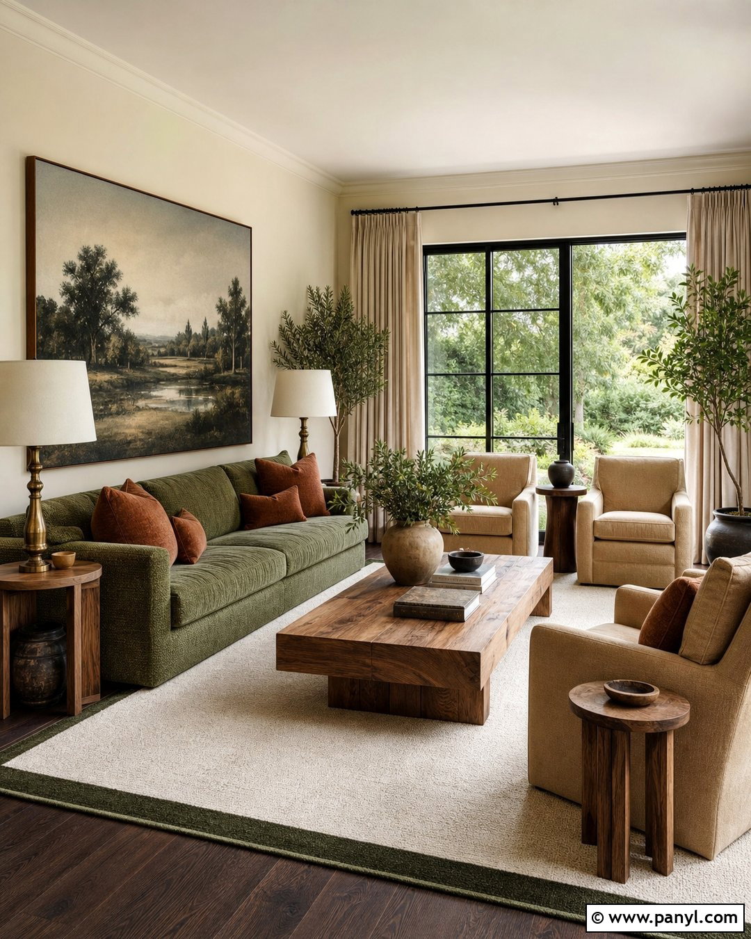 Cream Walls With Olive Green Sofa - 35 Creme Walls