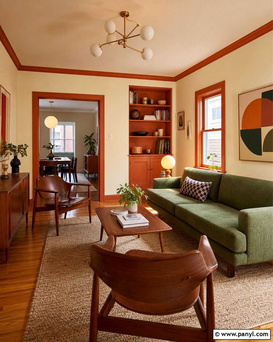 Cream Walls With Orange Trim - 30 retro wall paint ideas