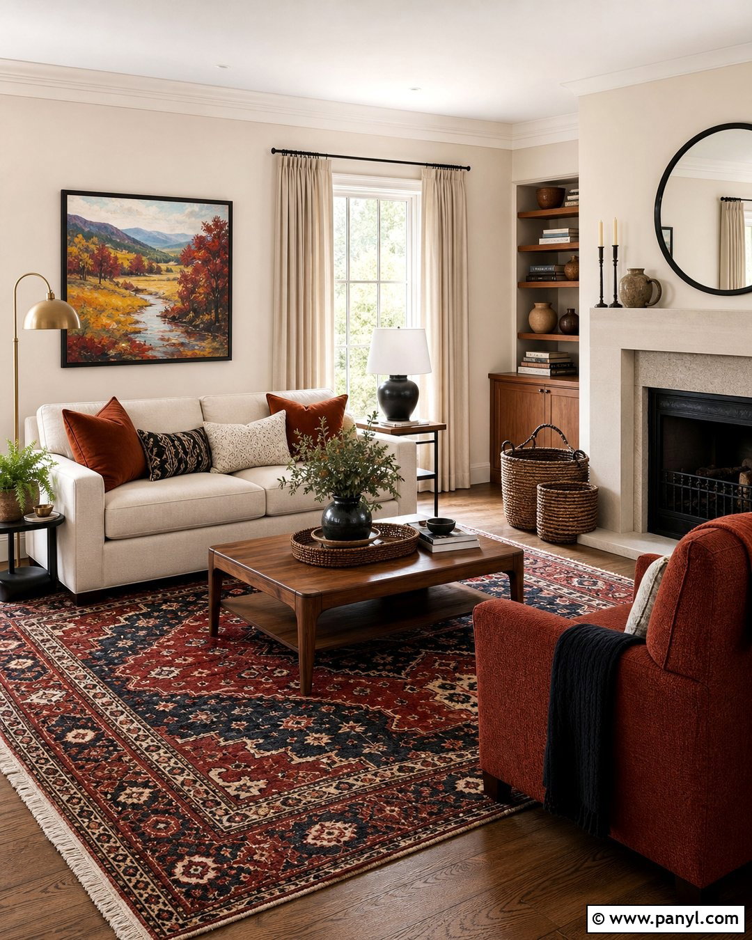 Cream Walls With Red Accents - 35 Creme Walls