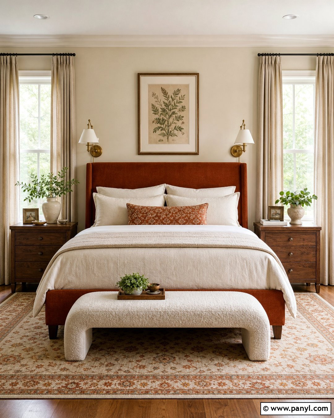 Cream Walls With Rust Orange Bed - 20 Neutral Wall Color With Orange Furniture Ideas