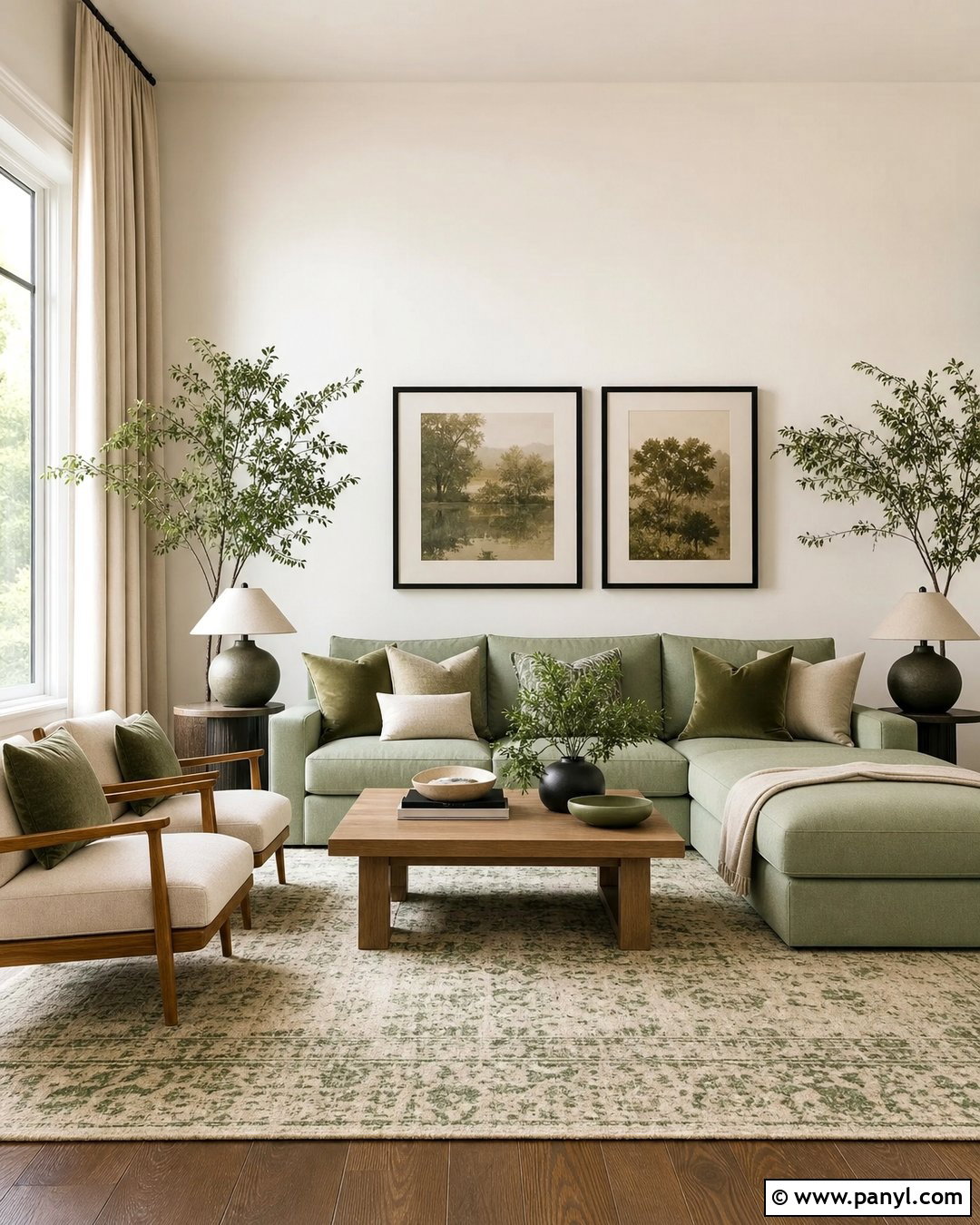 Cream Walls With Sage Green Decor - 35 Creme Walls