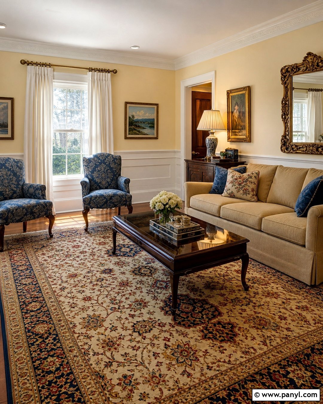Cream Walls With Traditional Decor - 20 Cream Wall White Trim Ideas