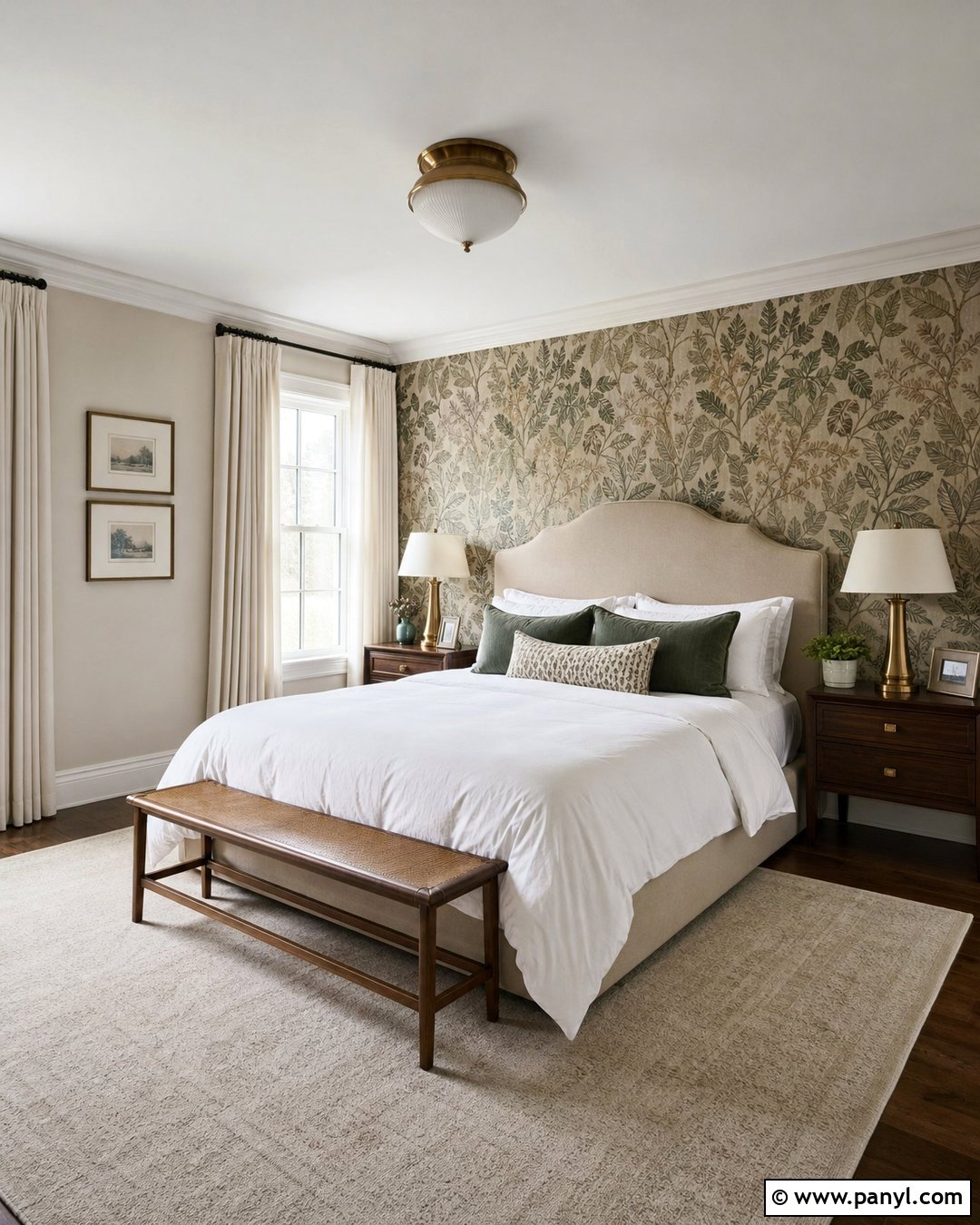 Cream Walls With Wallpaper Accent - 30 Cream Color Walls