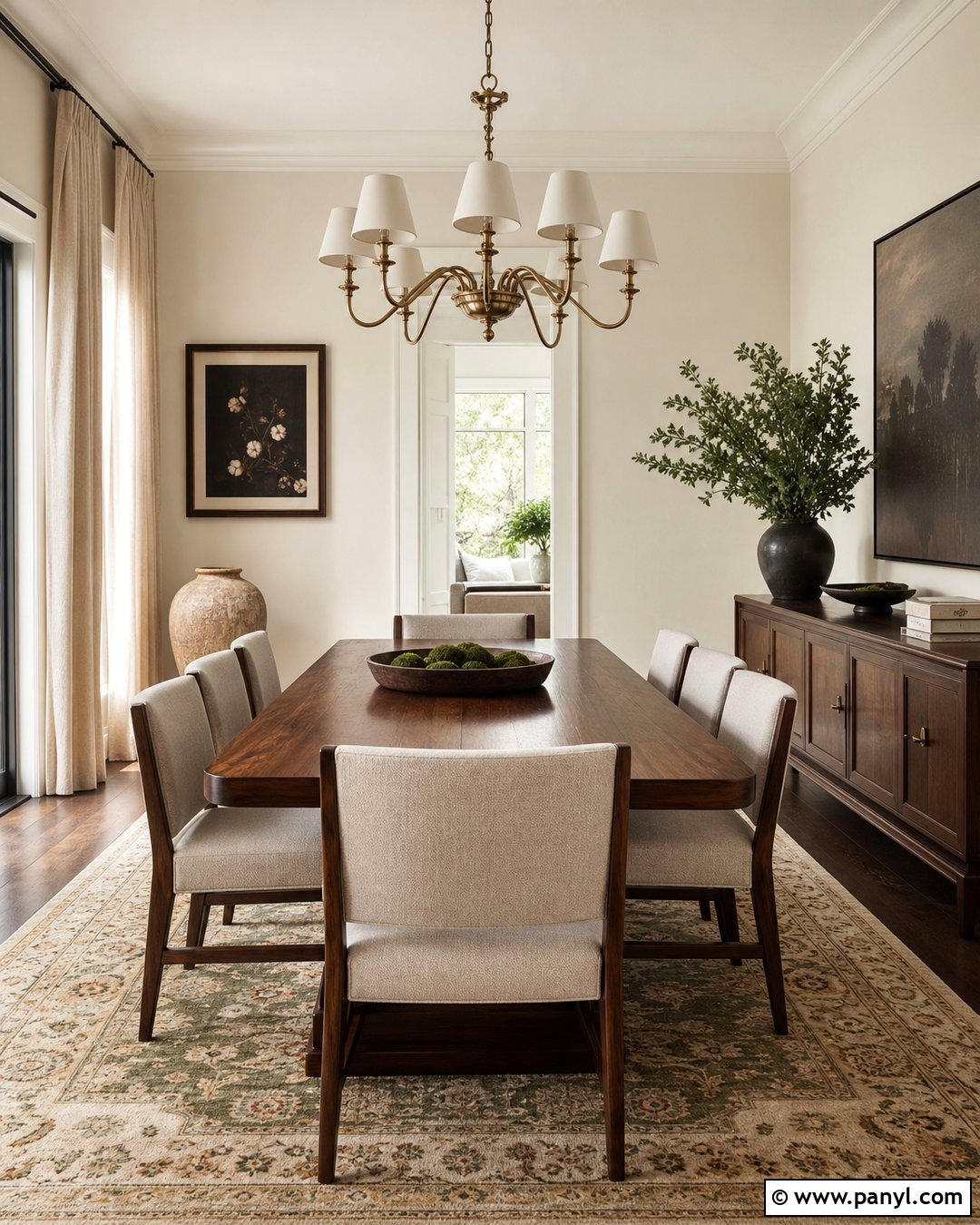 Cream Walls With Walnut Dining Furniture - 25 Creamy Walls