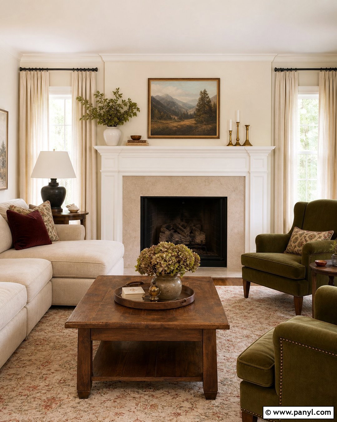 Cream Walls With White Fireplace - 20 Cream Wall White Trim Ideas