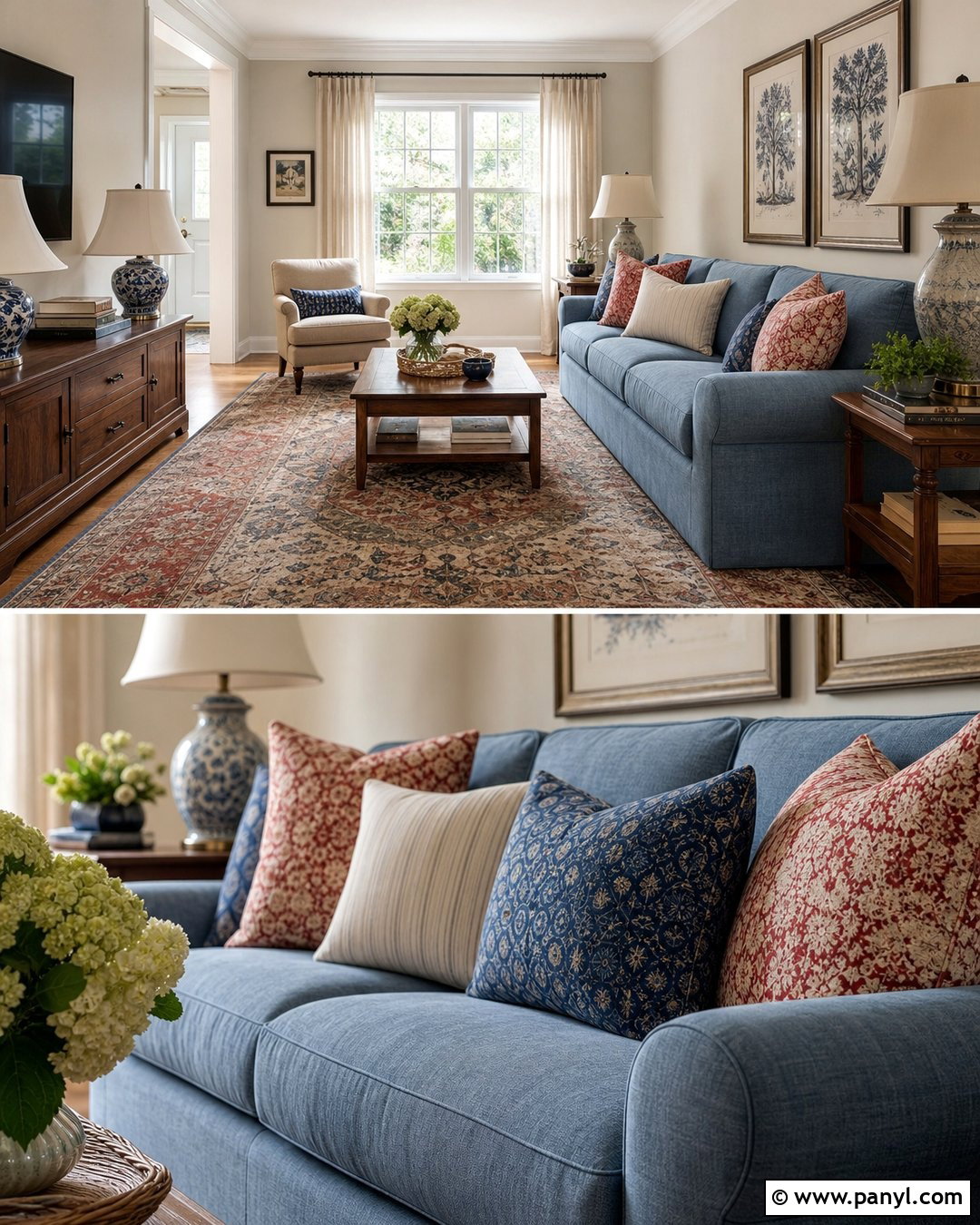 Cream Walls With a Blue Couch - 20 Blue Couch Wall Color Ideas