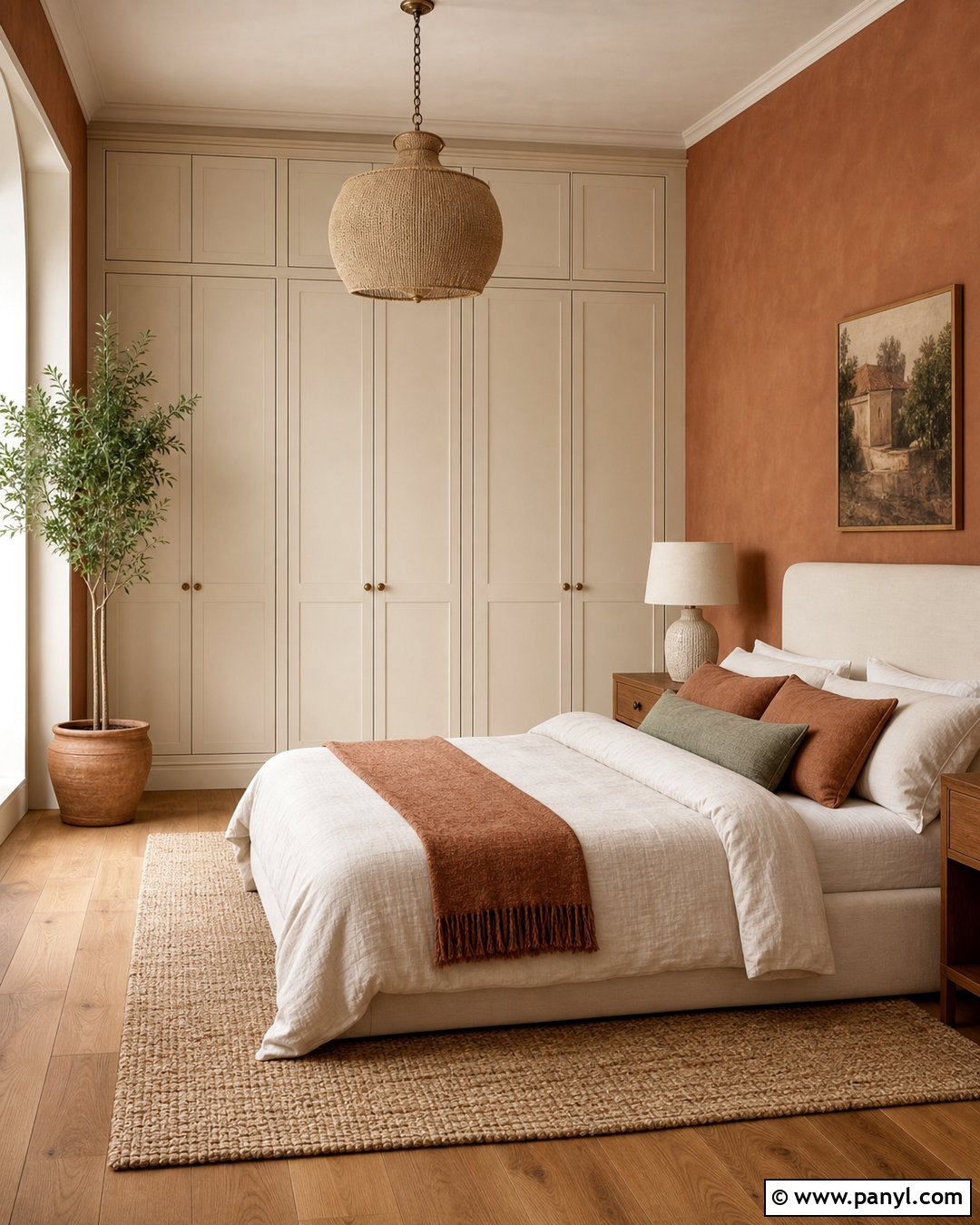 Cream Wardrobe With Terracotta Walls - 25 Wardrobe And Wall Color Combination Ideas