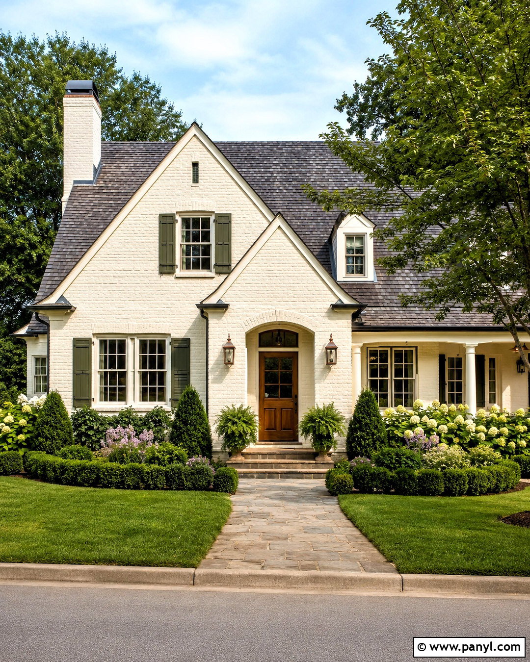 Cream White Brick House With Green Shutters - 20 cream white paint ideas