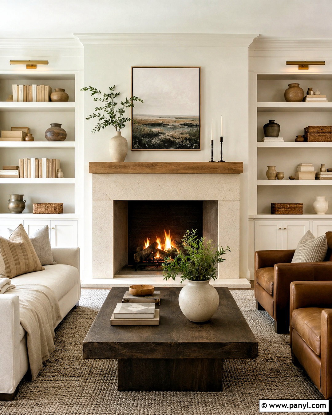 Cream White Fireplace Wall With Limestone - 20 cream white paint ideas