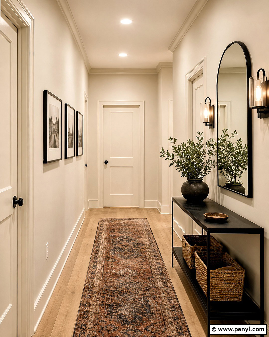 Cream White Hallway With Black Accents - 20 cream white paint ideas
