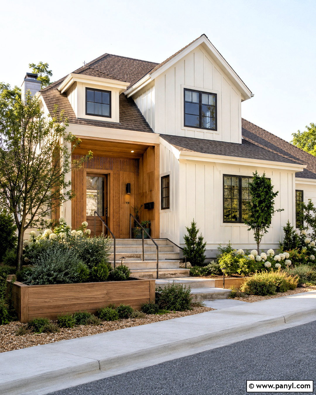 Cream White House Exterior With Wood Accents - 20 cream white paint ideas