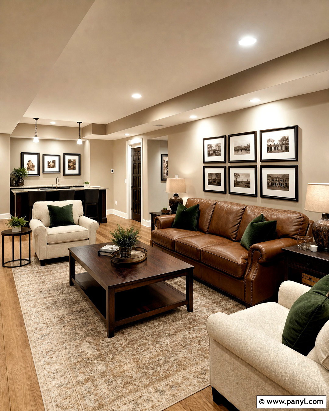 Creamy Beige Basement Lounge - 20 basement colors ideas