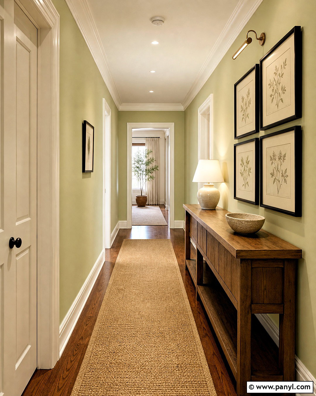 Creamy Green Hallway - 20 soft green paint color ideas