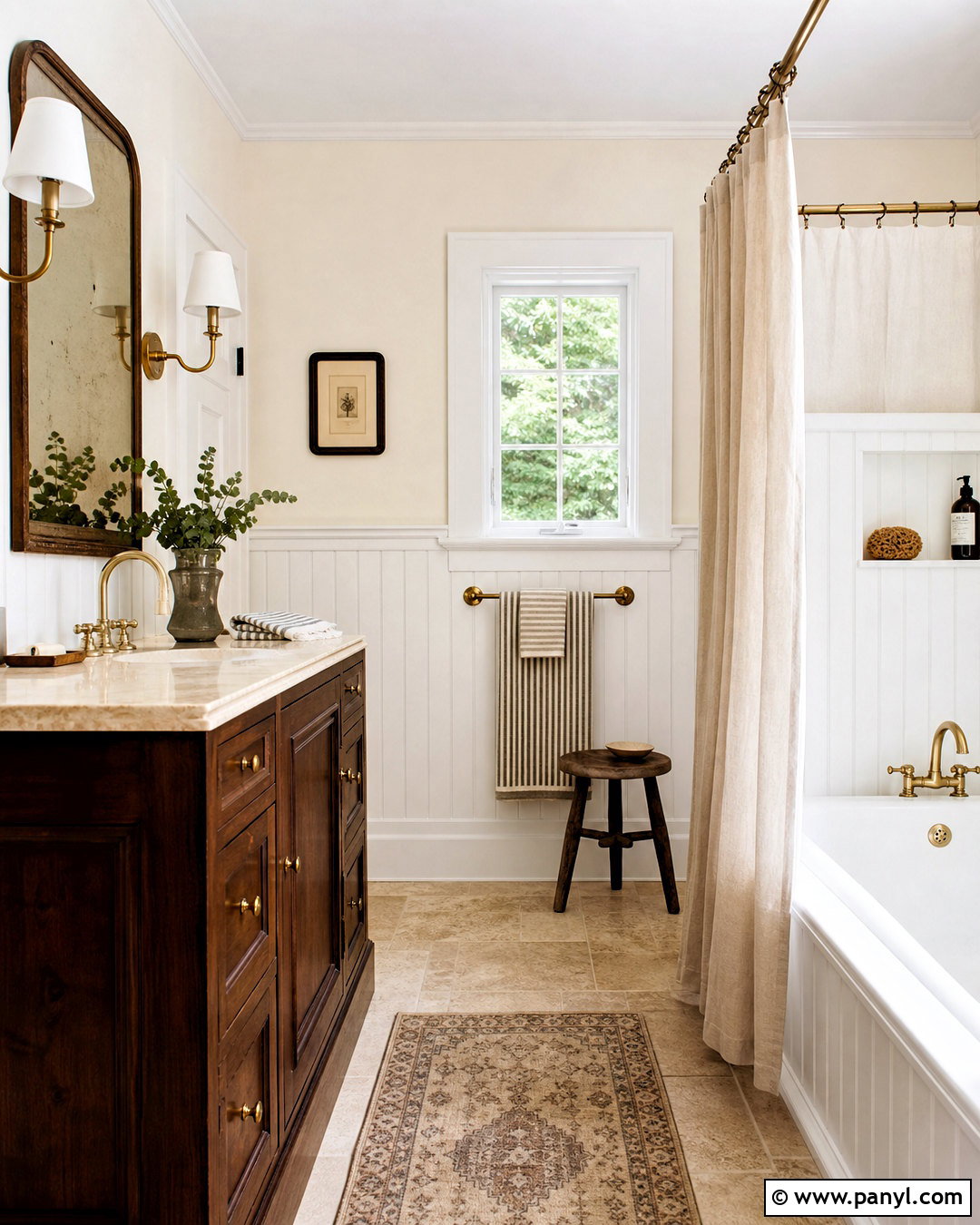 Creamy Ivory Farmhouse Bathroom - 20 farmhouse bathroom paint colors