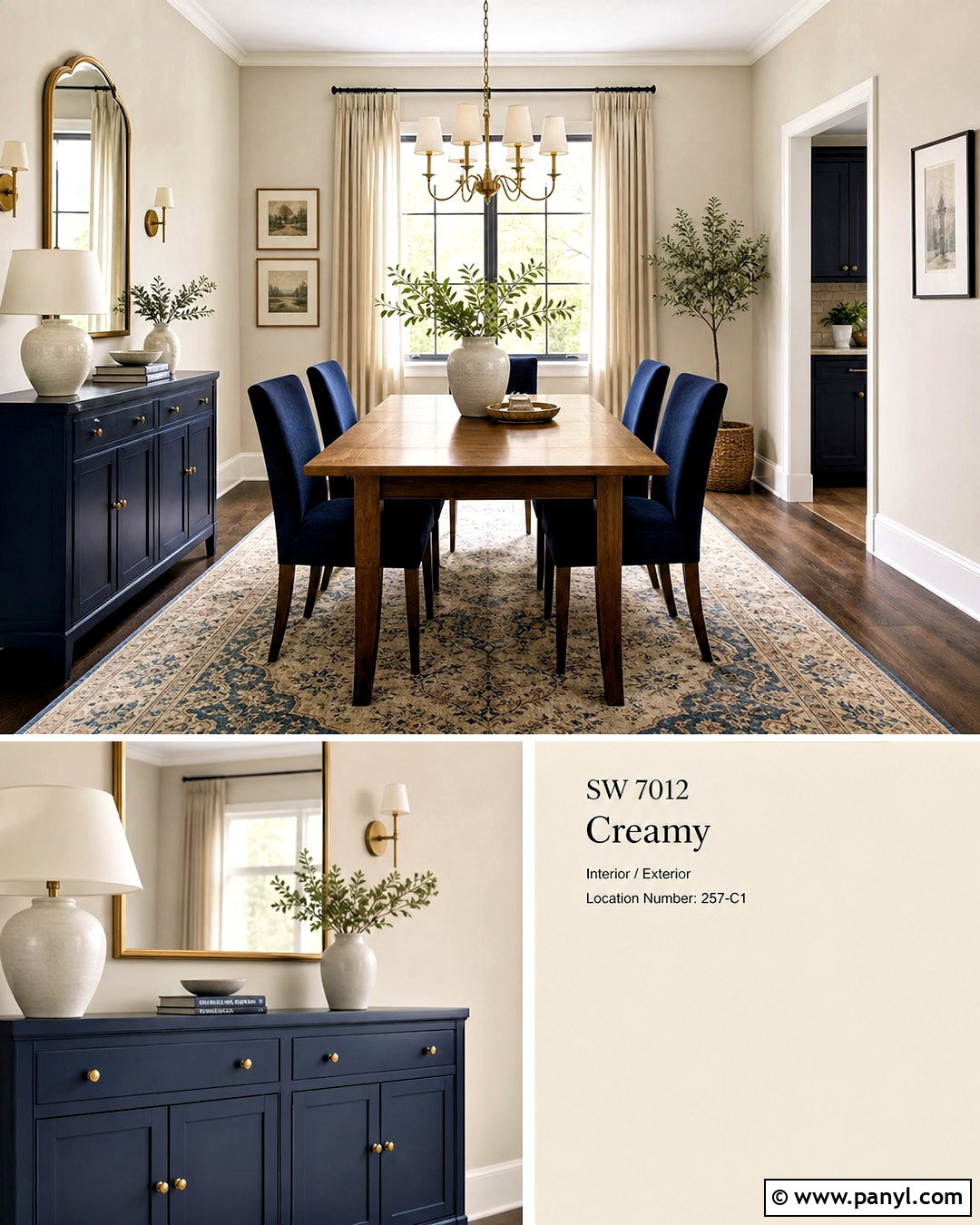 Creamy Walls With Navy Blue - 20 creamy wall color ideas