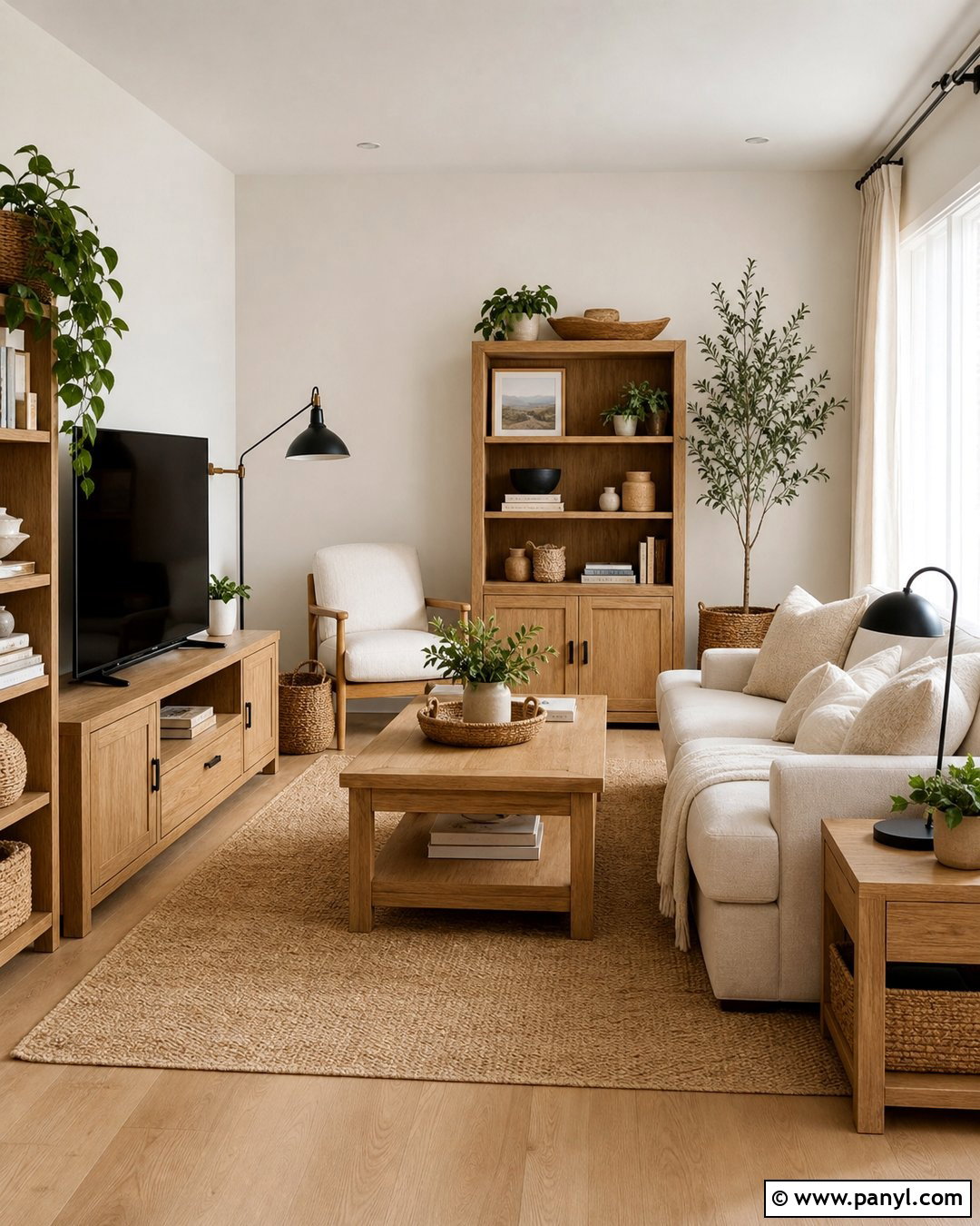 Creamy White Walls With Oak Furniture - 25 Wall Colour With Wooden Furniture Ideas