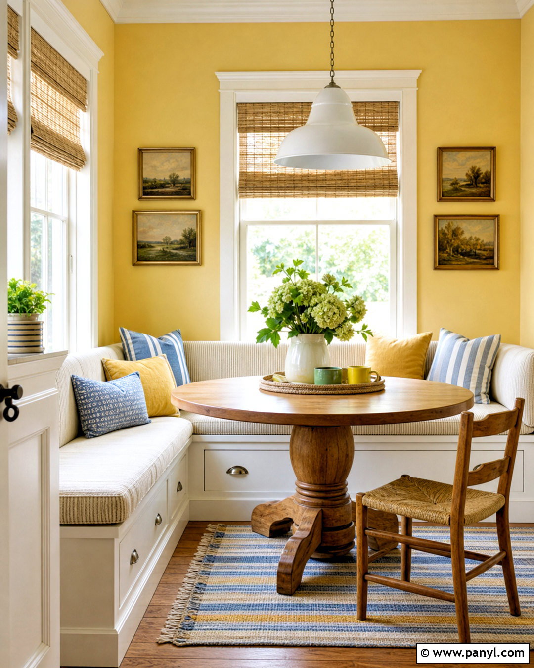 Creamy Yellow Breakfast Nook - 20 yellow painted rooms