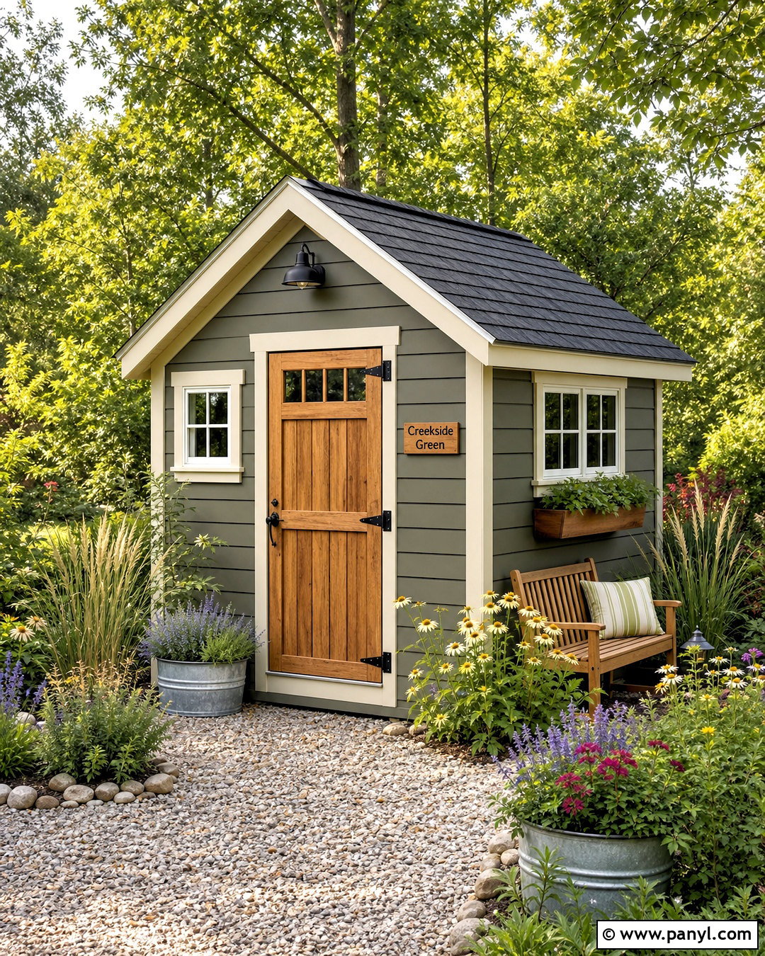 Creekside Green Backyard Shed - 20 creekside green benjamin moore ideas