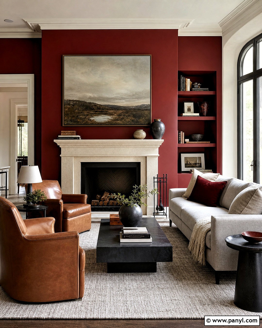 Crimson Fireplace Wall - 20 red wall design ideas