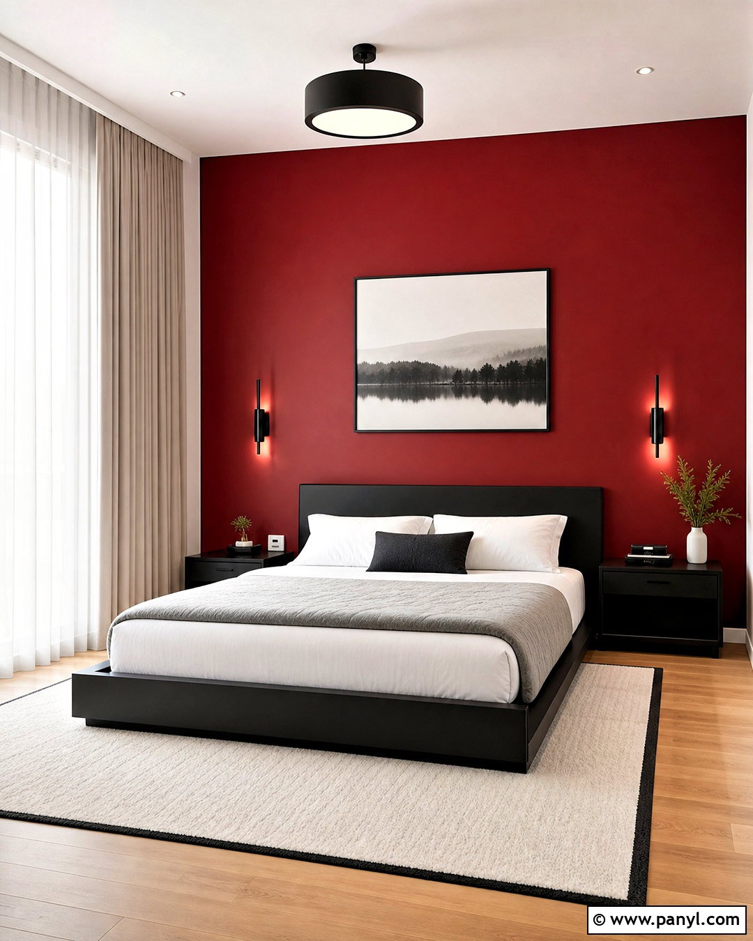 Crimson Red Accent Wall Bedroom - 20 red accent wall bedroom ideas