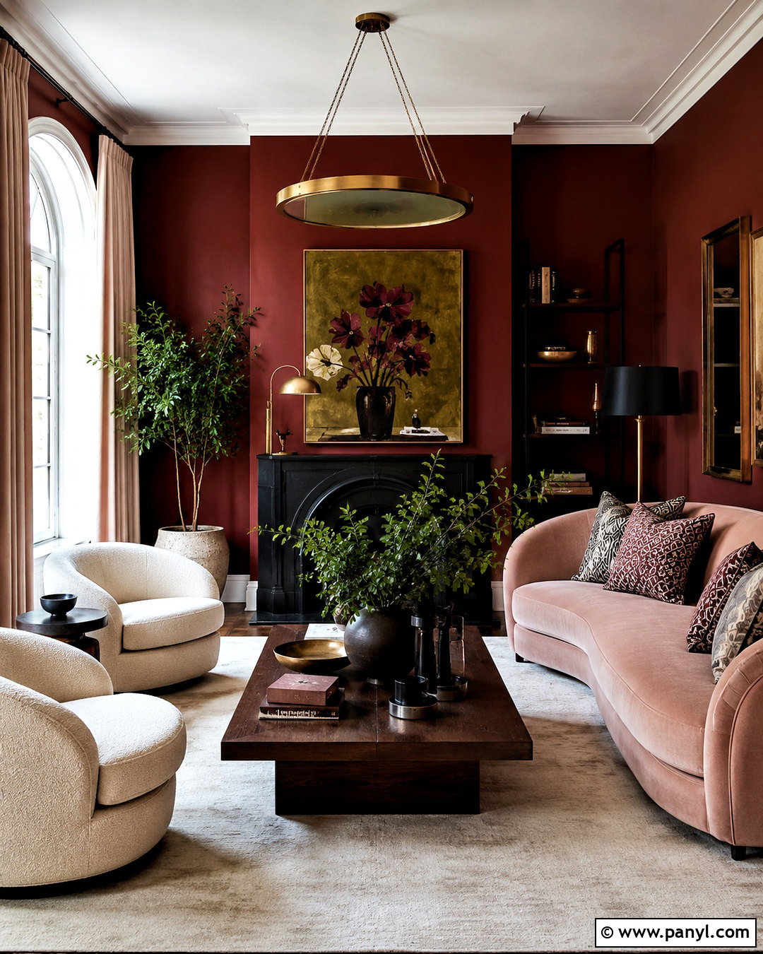 Crimson Red And Blush Sitting Room - 20 crimson red wall paint ideas
