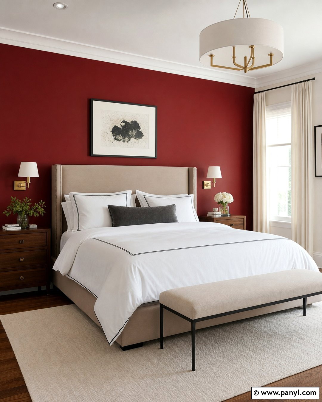 Crimson Red Feature Wall Bedroom - 35 red feature wall ideas