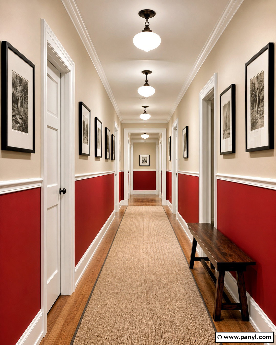 Crimson Red Hallway Color Block - 20 crimson red wall paint ideas