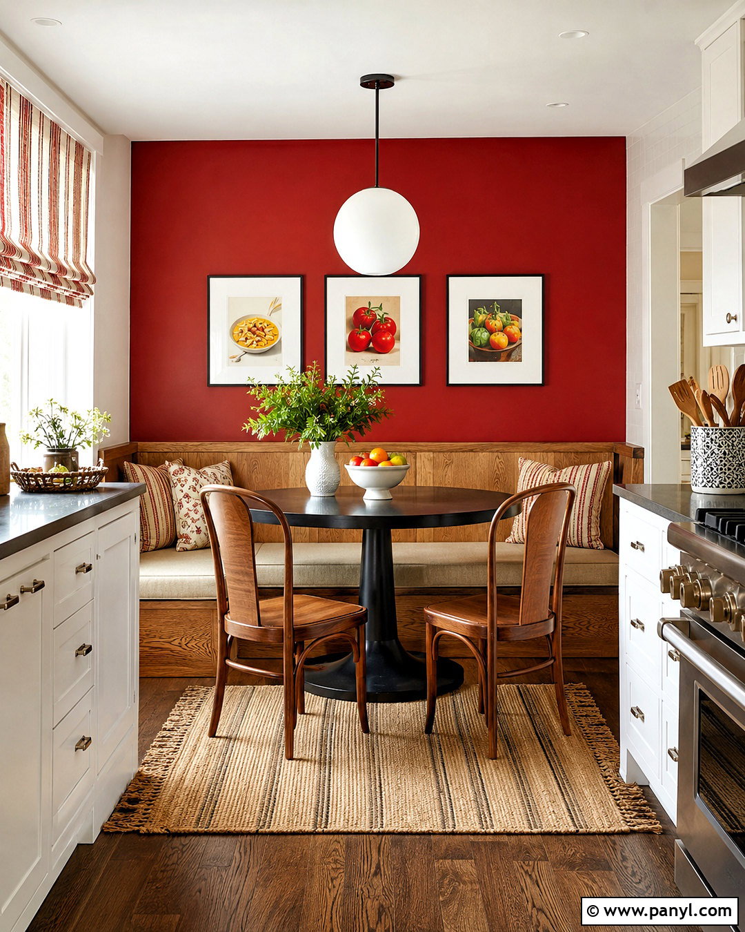 Crimson Red Kitchen Breakfast Nook - 20 crimson red wall paint ideas