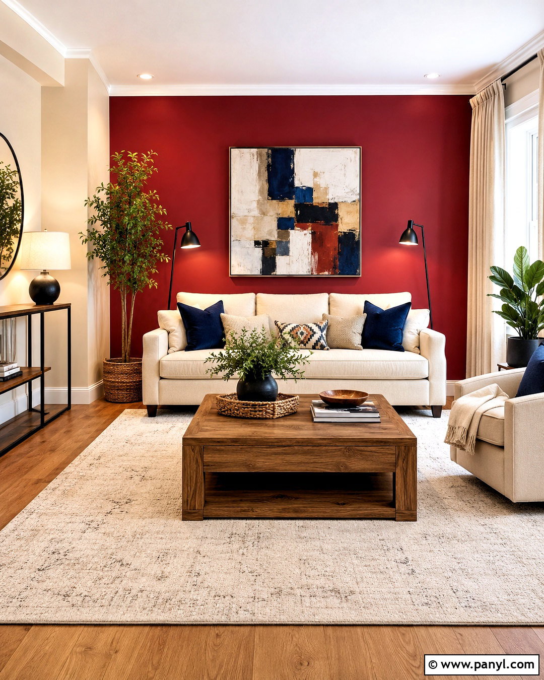 Crimson Red Living Room Accent Wall - 20 crimson red wall paint ideas