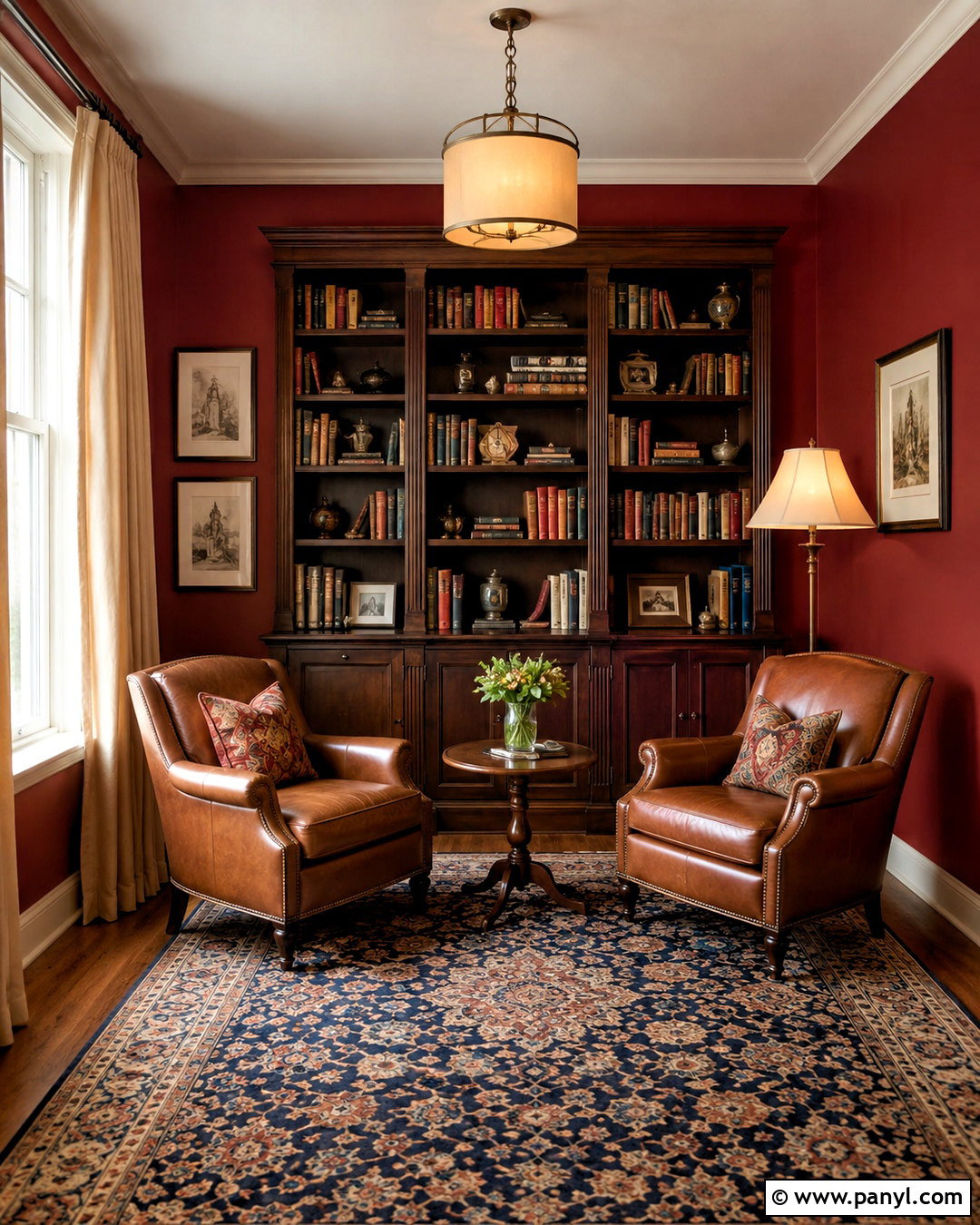 Crimson Red Reading Room - 20 crimson red wall paint ideas