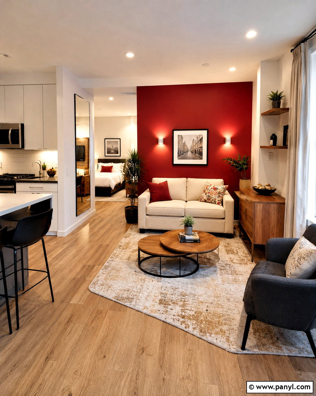 Crimson Red Studio Apartment Wall - 20 crimson red wall paint ideas