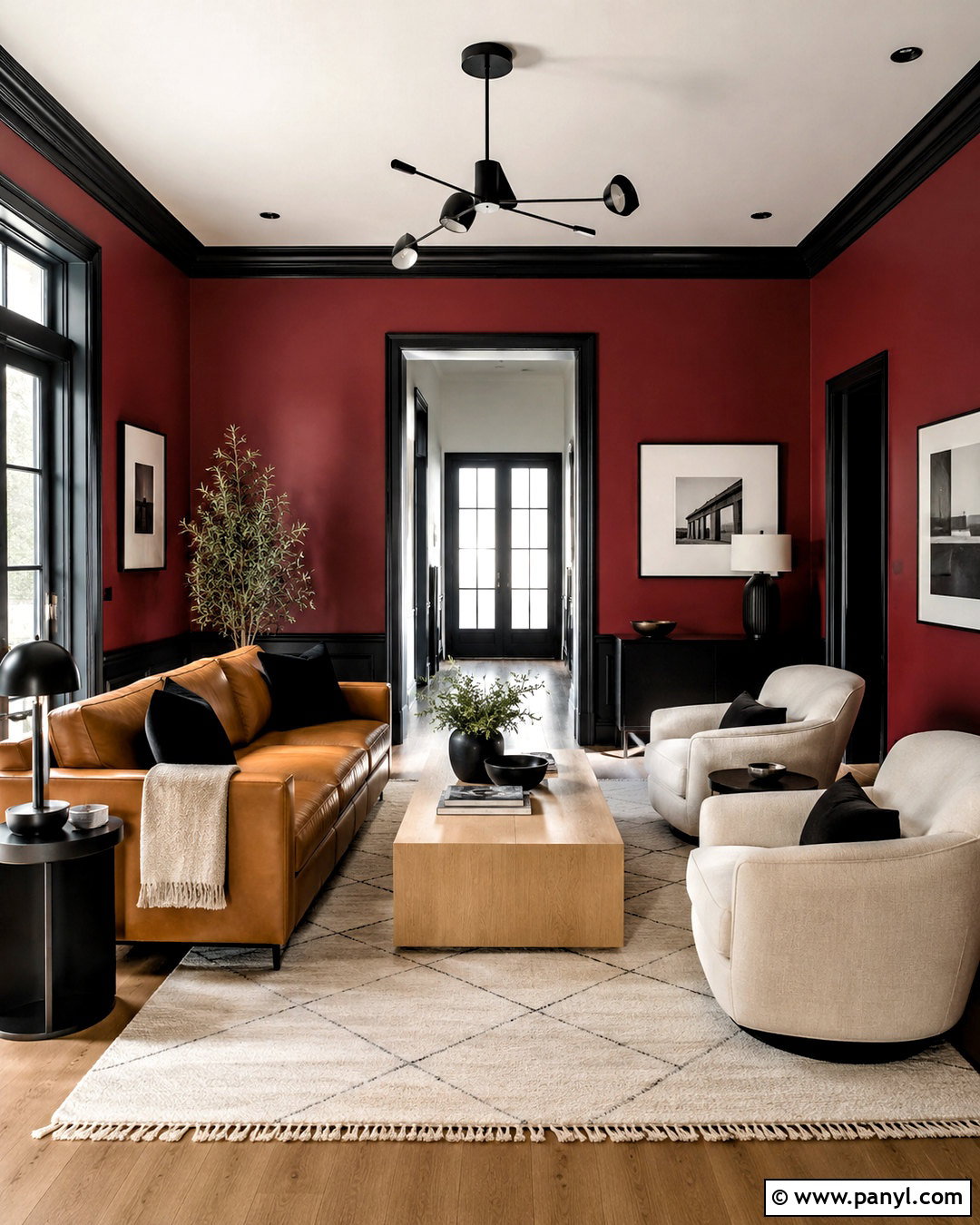 Crimson Red Wall With Black Trim - 20 crimson red wall paint ideas