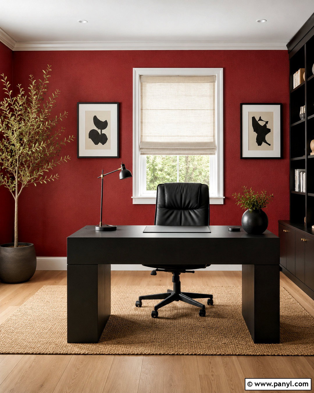 Crimson Walls With Black Accents - 20 crimson walls