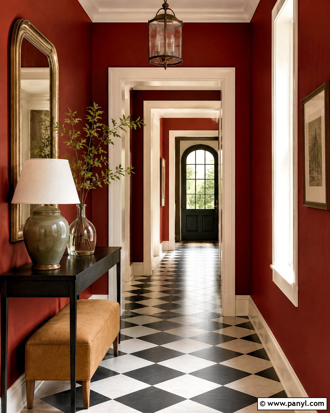 Crimson Walls With Checkered Flooring - 20 crimson walls