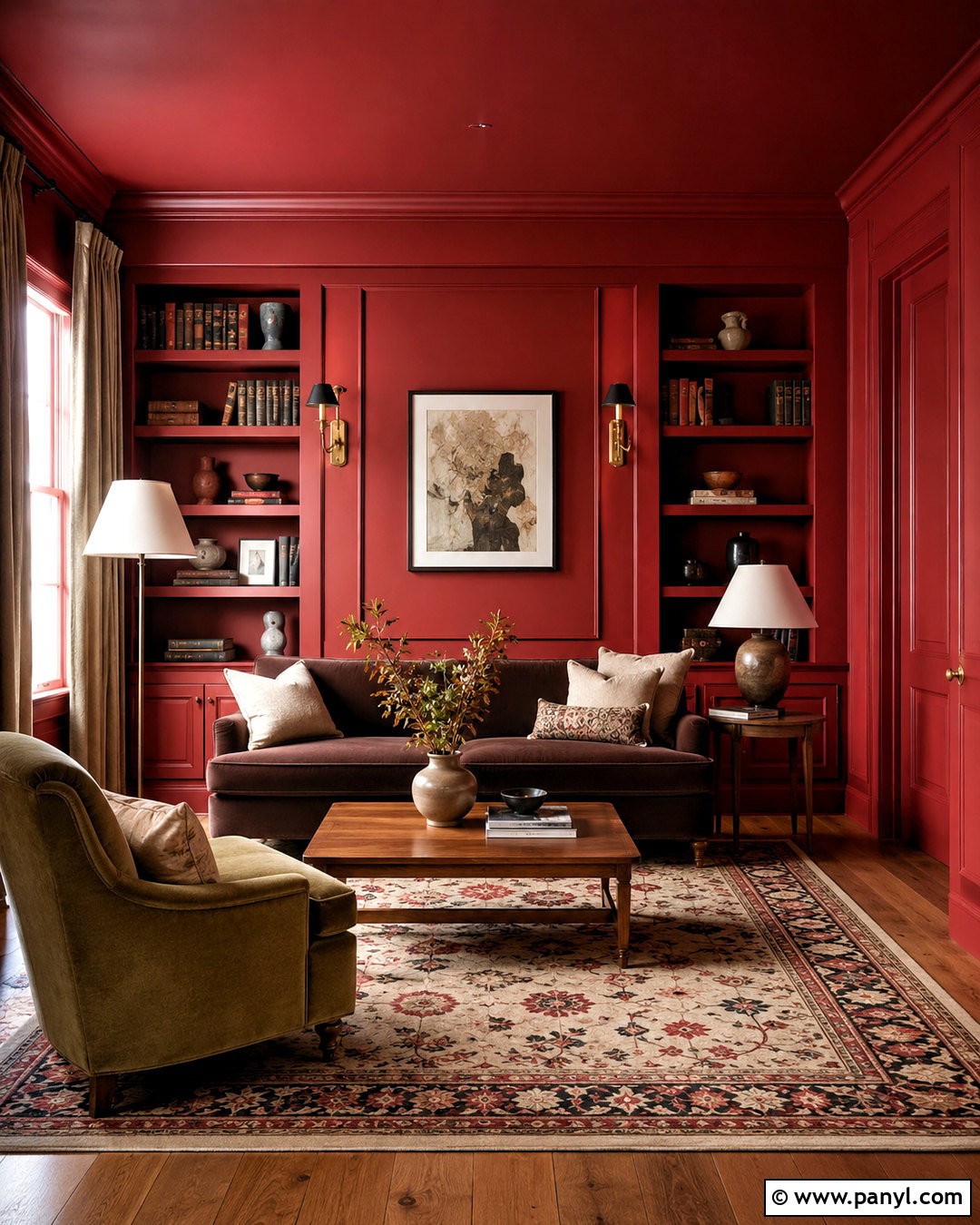 Crimson Walls With Color Drenching - 20 crimson walls