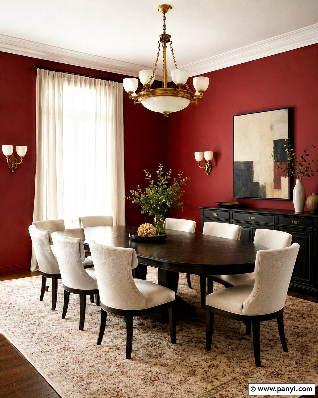 Crimson Walls With Gold Lighting - 20 crimson walls