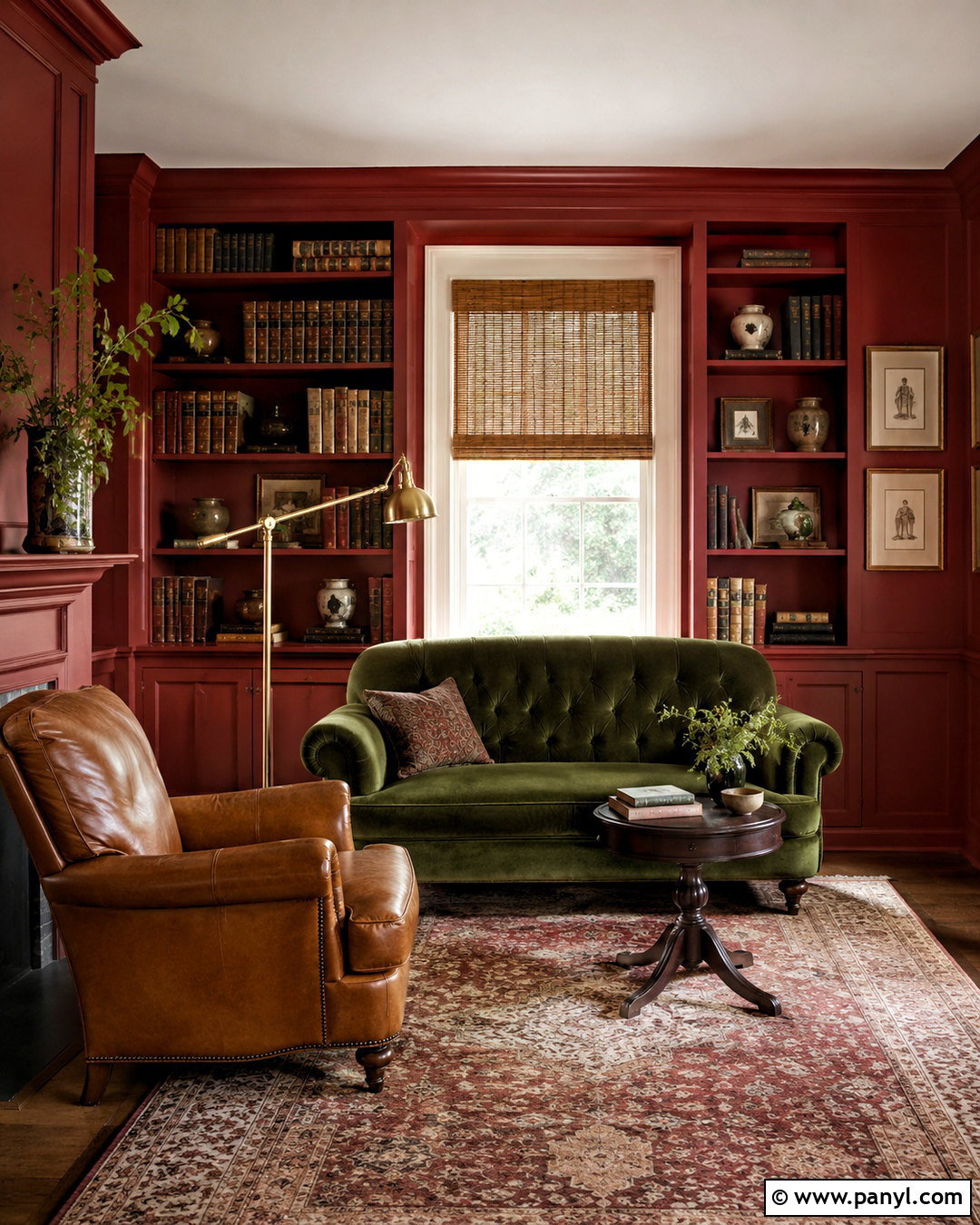 Crimson Walls With Olive Green - 20 crimson walls