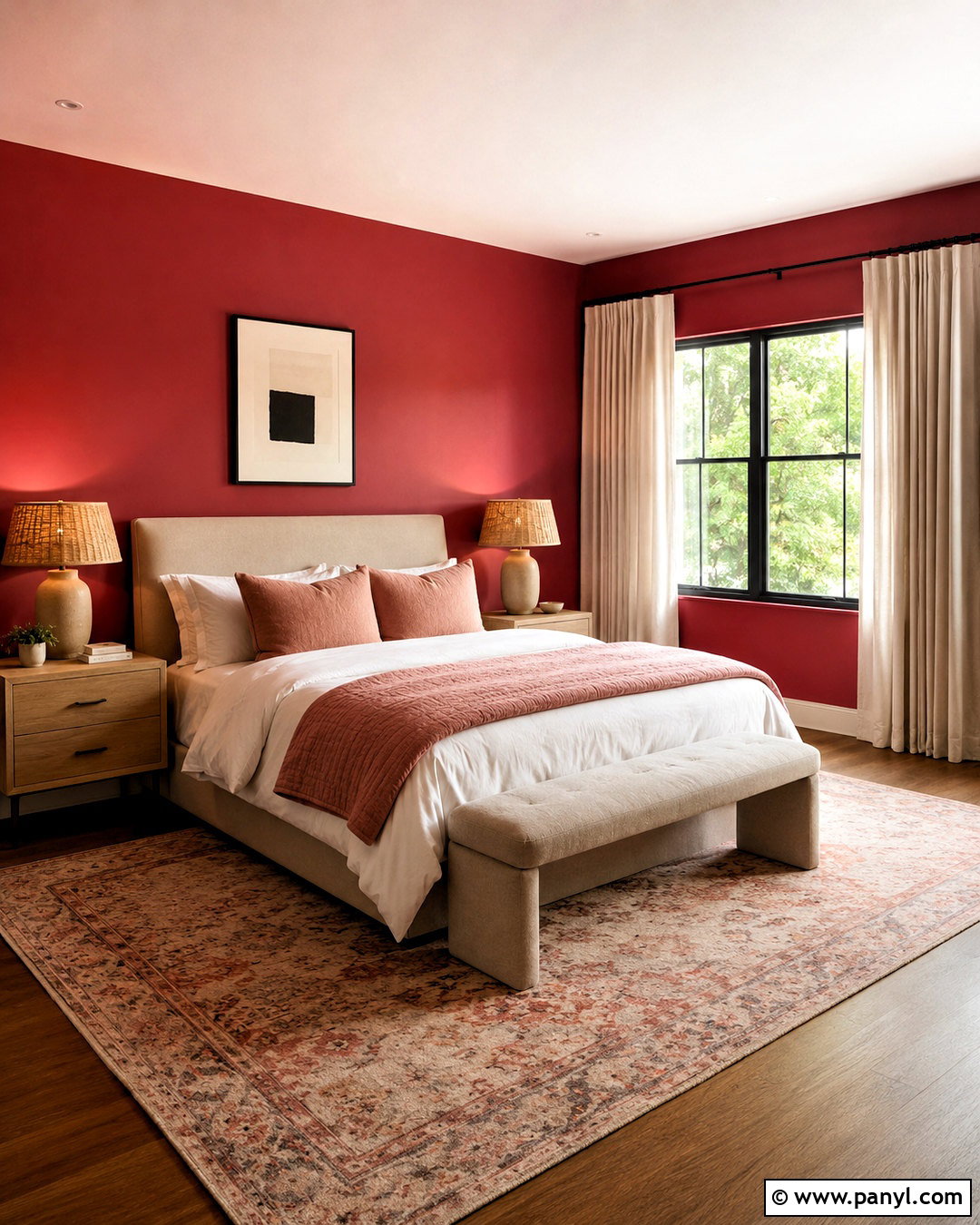 Crimson Walls With Pink Textiles - 20 crimson walls