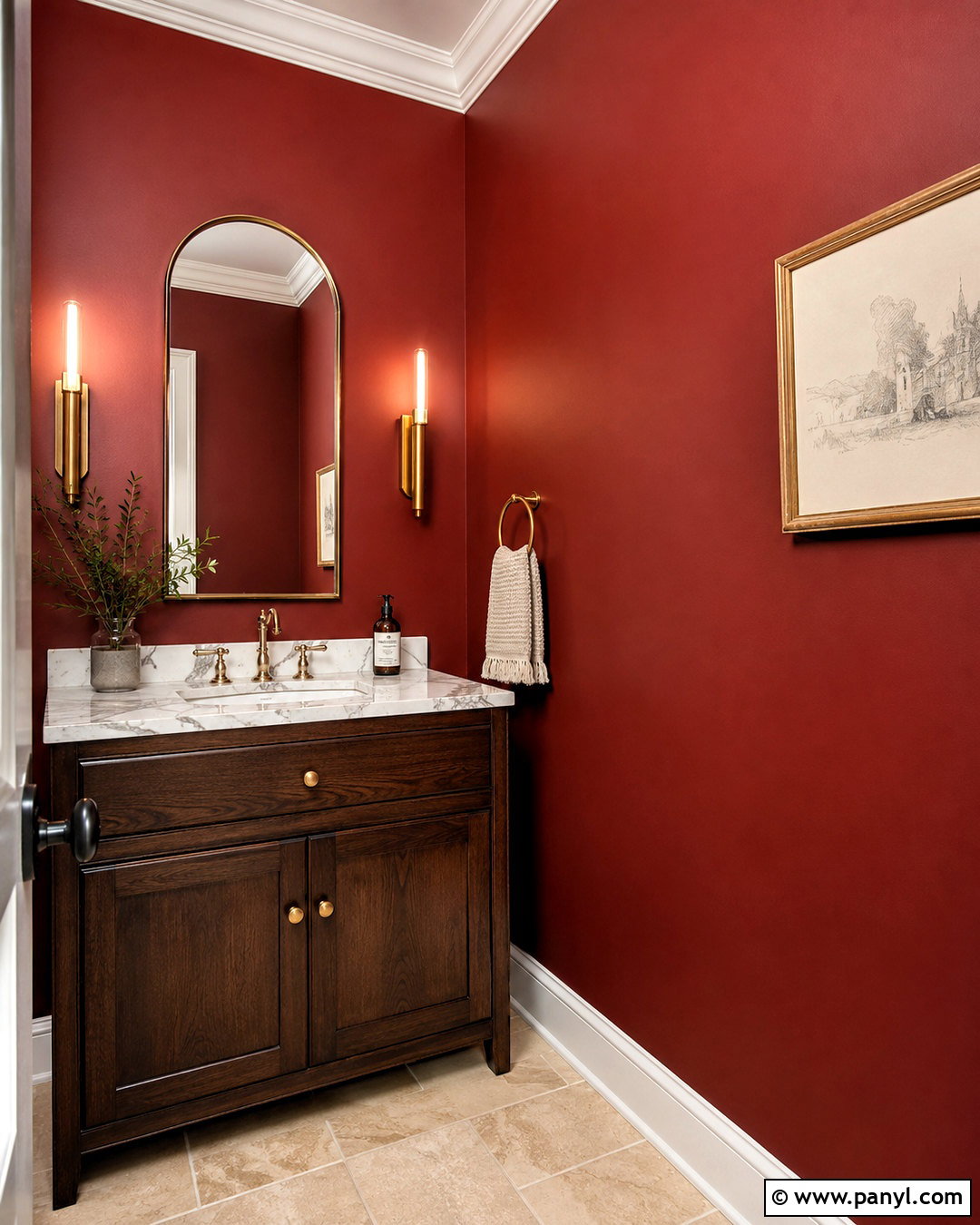Crimson Walls With White Marble - 20 crimson walls