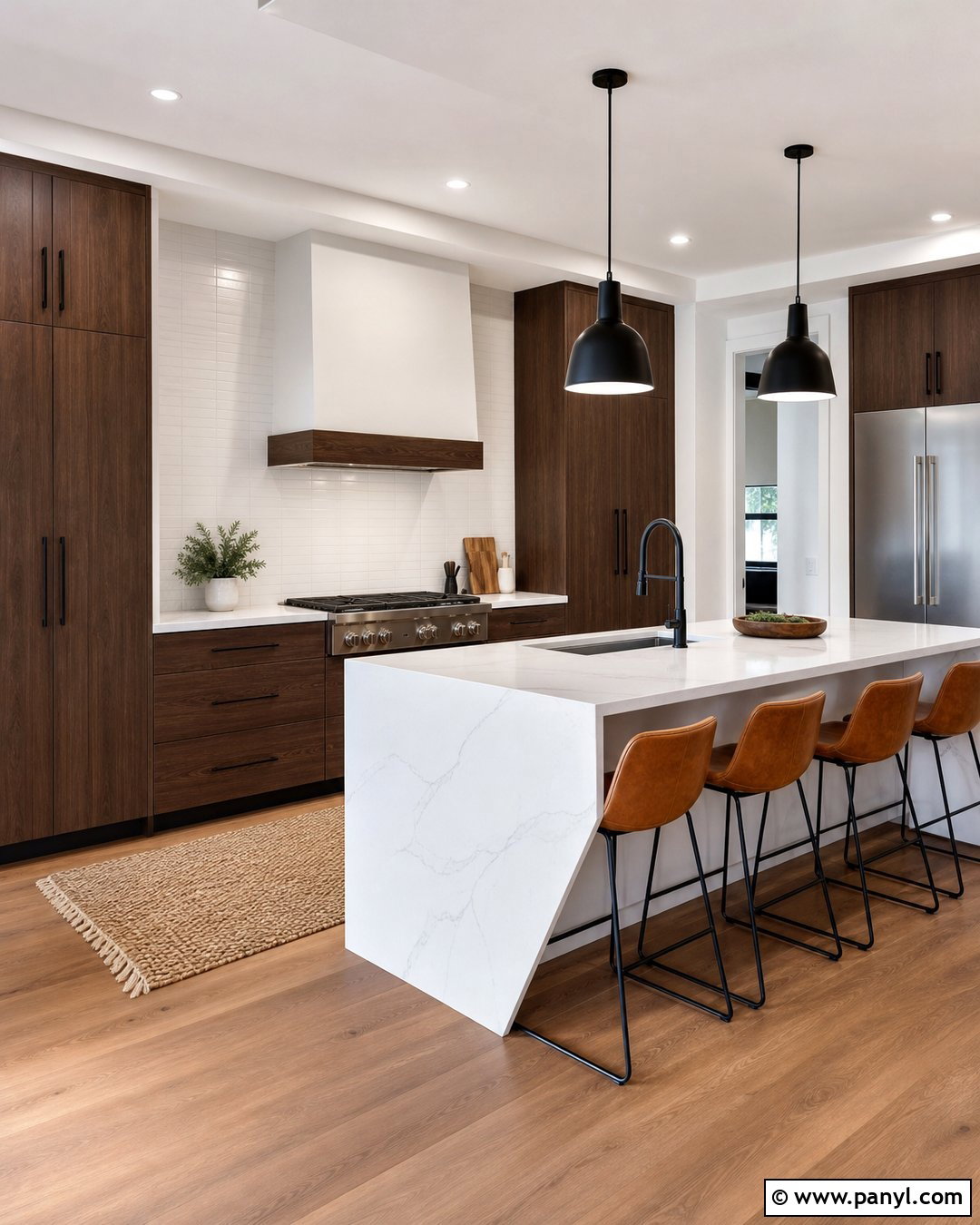 Crisp White Kitchen With Wood Cabinets - 25 Kitchen Colors With Wood Cabinets