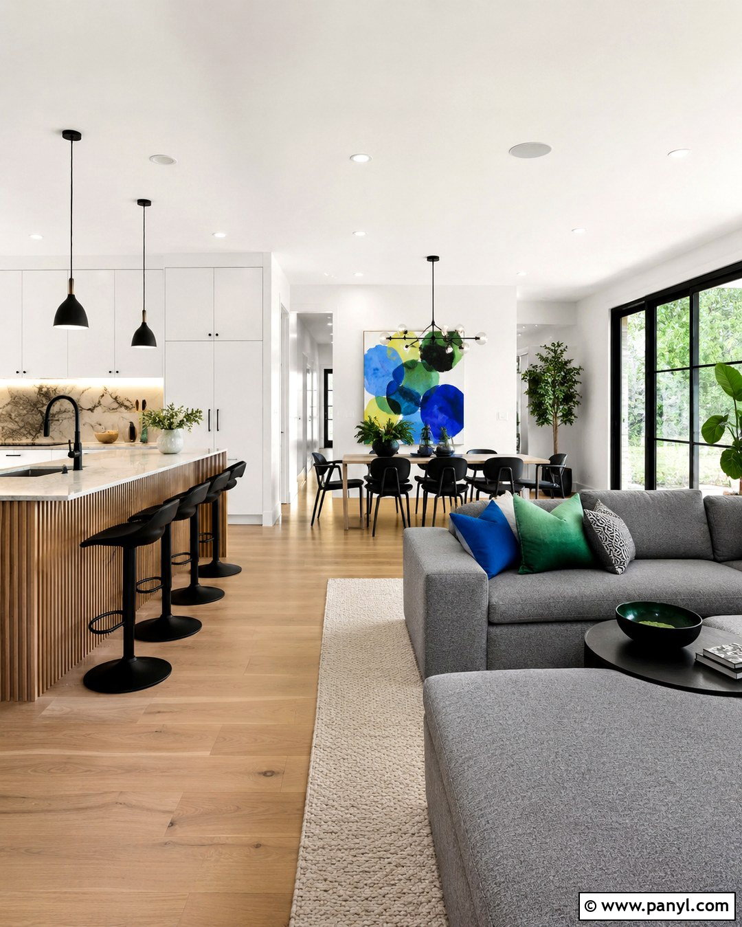 Crisp White Open Plan Walls - 20 Open Plan Wall Colour Ideas