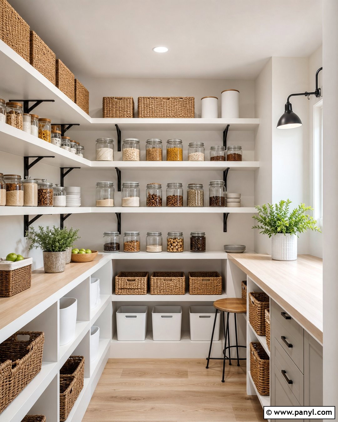 Crisp White Pantry Walls - 25 Pantry Wall Colors
