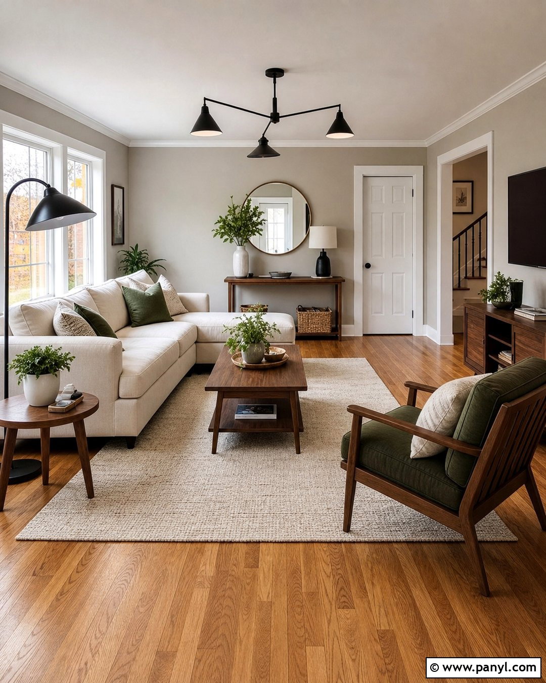 Crisp White Trim With Greige Walls - 35 Baseboards And Trim Color Ideas