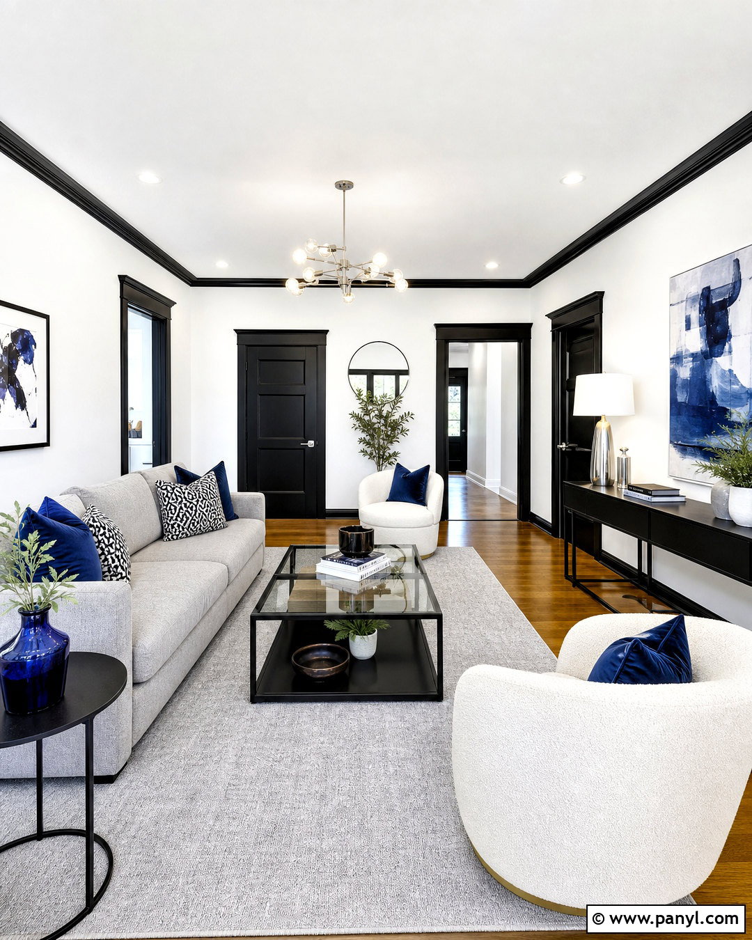 Crisp White Walls With Black Trim - 20 black trim interior color schemes