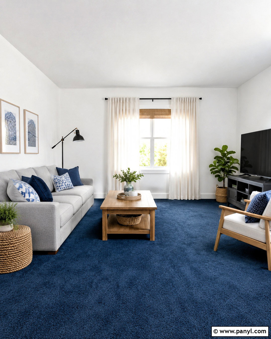 Crisp White Walls With Blue Carpet - 20 Wall Color With Blue Carpet Ideas